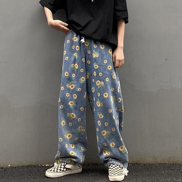 loose pants flower pattern harajuku women jean denim sunflower printed blue wide leg
loose pants flower pattern harajuku women jean denim sunflower printed blue wide leg