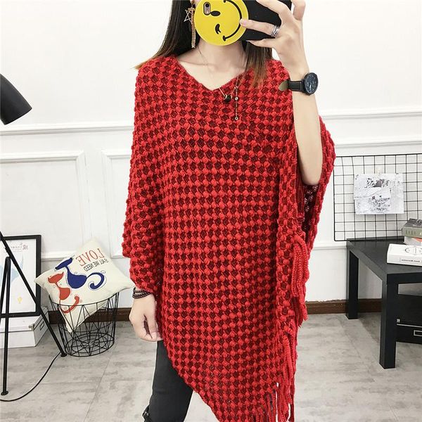 women's sweaters 2021 sweater irregular v-neck tassel pullover female loose large size shawl cloak, White;black
women's sweaters 2021 sweater irregular v-neck tassel pullover female loose large size shawl cloak, White;black