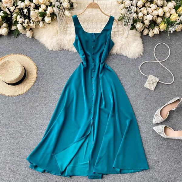 yuoomuoo fashion single-breasted split women dress summer elegant sleeveless big swing long party vestidos casual dresses, Black;gray
yuoomuoo fashion single-breasted split women dress summer elegant sleeveless big swing long party vestidos casual dresses, Black;gray