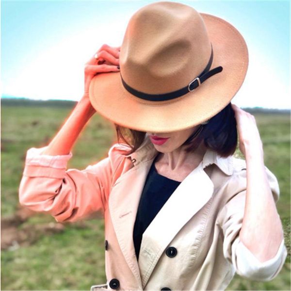 european american wind retro wool belt hat lady autumn and winter big brim hats casual joker cap, Blue;gray
european american wind retro wool belt hat lady autumn and winter big brim hats casual joker cap, Blue;gray