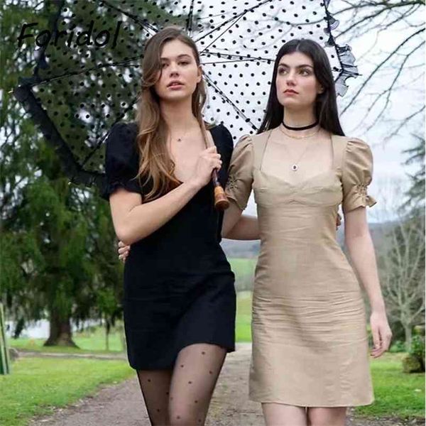 foridol puff sleeve black summer dress women vintage a-line short mini dress french style beach solid dress vestidos 210415, Black;gray
foridol puff sleeve black summer dress women vintage a-line short mini dress french style beach solid dress vestidos 210415, Black;gray