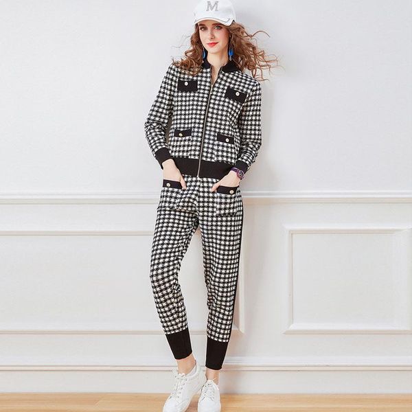 autumn winter casual tracksuit women two piece outfit fashion vintage houndstooth knit cardigan and pants suit matching sets women's tr, Gray
autumn winter casual tracksuit women two piece outfit fashion vintage houndstooth knit cardigan and pants suit matching sets women's tr, Gray