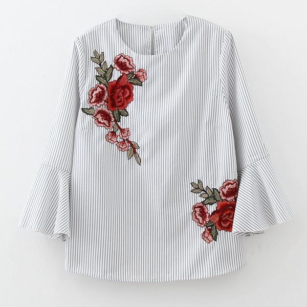 women elegant embroidery striped shirts casual smock three quarter sleeve blouses loose femme blusas s1556 210430, White
women elegant embroidery striped shirts casual smock three quarter sleeve blouses loose femme blusas s1556 210430, White