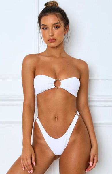 women's swimwear thong bikini women strapless solid push up padded low wasit brazilian bathing suit s-xl, White;black
women's swimwear thong bikini women strapless solid push up padded low wasit brazilian bathing suit s-xl, White;black