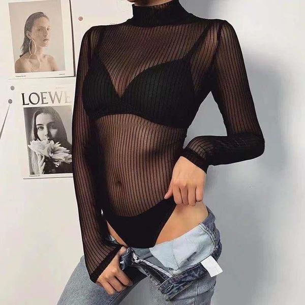 summer mesh transparent long-sleeved women's european and american high-neck tight-fitting bottoming one-piece swimwear, White;black
summer mesh transparent long-sleeved women's european and american high-neck tight-fitting bottoming one-piece swimwear, White;black
