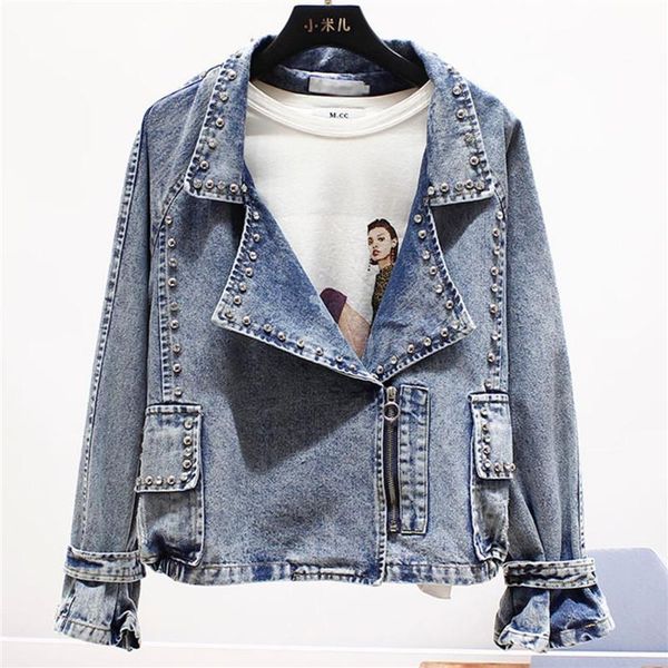 korean vintage black denim jacket women spring autumn fashion beading rivet outerwear loose long sleeve short jeans jackets coat women', Black;brown
korean vintage black denim jacket women spring autumn fashion beading rivet outerwear loose long sleeve short jeans jackets coat women', Black;brown
