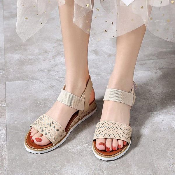 women elastic band sandals ladies fashion hook loop open toe wedges shoes 2021 female hollow out women's summer pattern shoe, Black
women elastic band sandals ladies fashion hook loop open toe wedges shoes 2021 female hollow out women's summer pattern shoe, Black