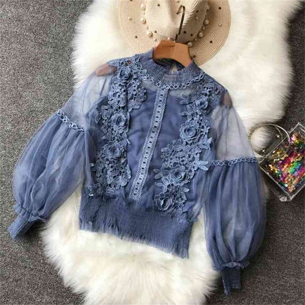 women perspective gauze blouse shirt lantern sleeve lace crochet mesh blusas ruffle blouse with elastic cami ladies suits 210401, White
women perspective gauze blouse shirt lantern sleeve lace crochet mesh blusas ruffle blouse with elastic cami ladies suits 210401, White