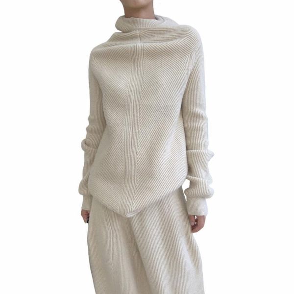 women's sweaters draped cotton blends tutleneck sweater deconstruction design women winter fashion, White;black
women's sweaters draped cotton blends tutleneck sweater deconstruction design women winter fashion, White;black