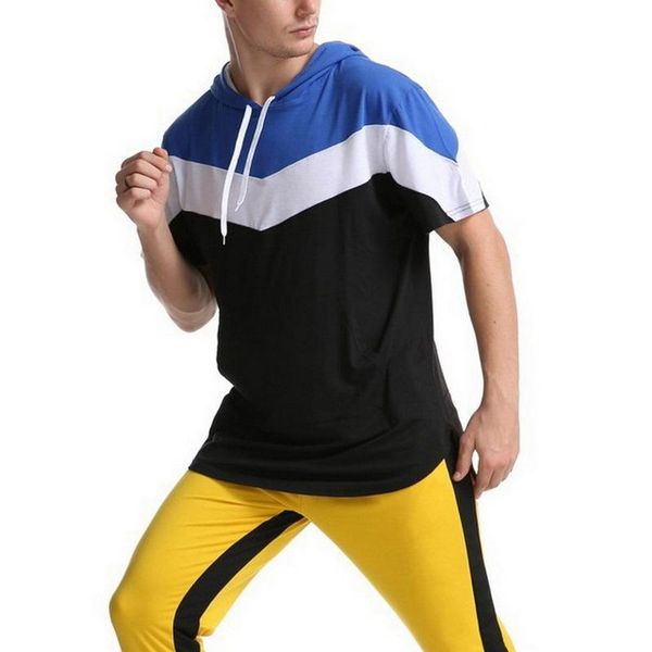 men's t-shirts men three-color stitching hooded short-sleeved t-shirt breathable round neck sportswear jogger bodybuilding clothing, White;black
men's t-shirts men three-color stitching hooded short-sleeved t-shirt breathable round neck sportswear jogger bodybuilding clothing, White;black