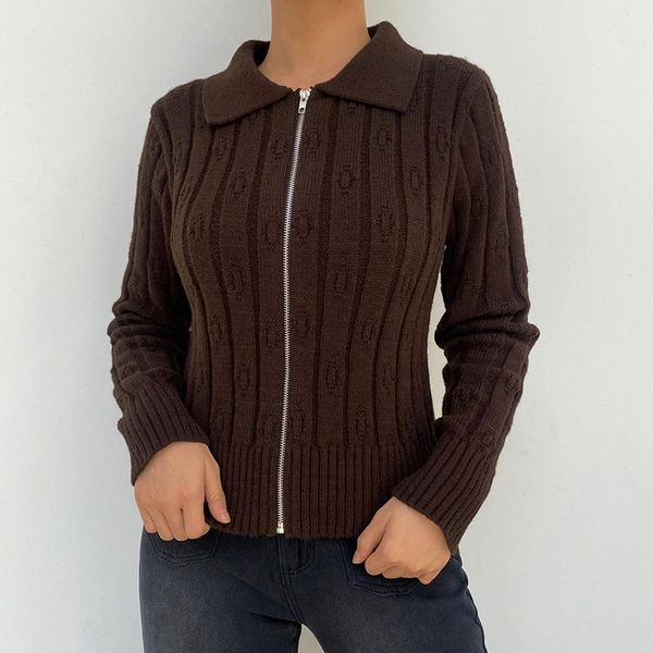 women's knits & tees retro brown lapel slim solid y2k sweater fall/winter long sleeve striped zipper woolen cardigan jacket cardigans, White
women's knits & tees retro brown lapel slim solid y2k sweater fall/winter long sleeve striped zipper woolen cardigan jacket cardigans, White