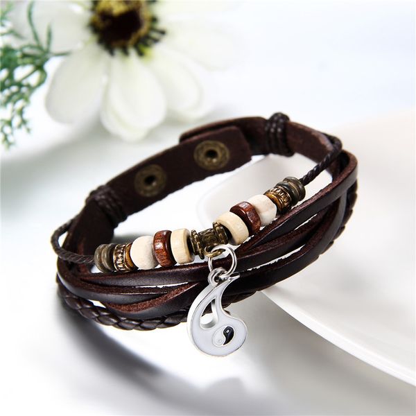 2pcs / lot lovers bracelets charm ying yang love leather bracelet punk couple jewelry, Golden;silver
2pcs / lot lovers bracelets charm ying yang love leather bracelet punk couple jewelry, Golden;silver