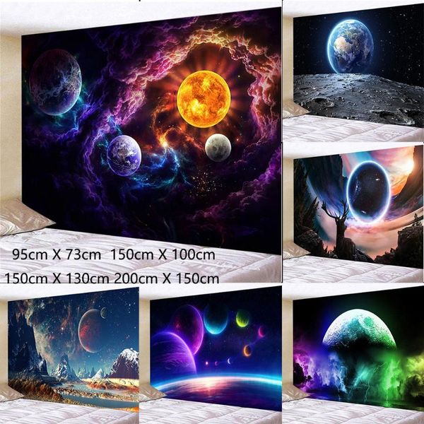 tapestries outer space art tapestry wall hanging galaxy planet for room
