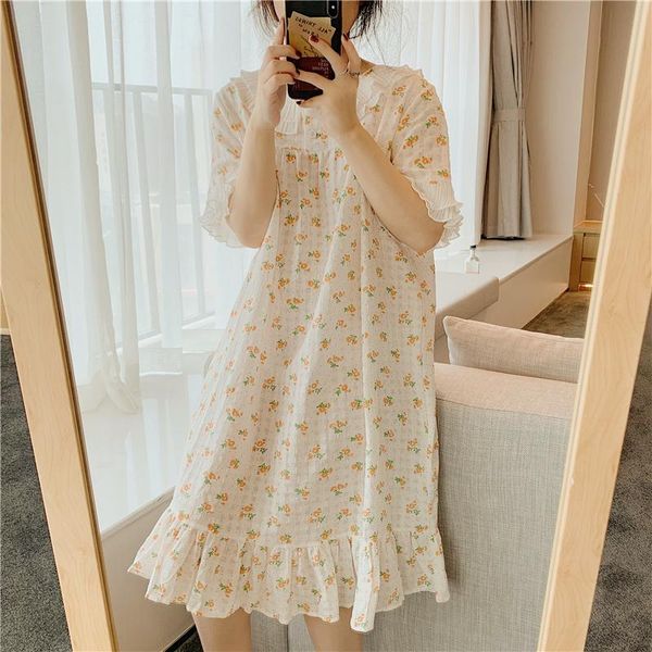 women's sleepwear cute sweet nightgowns japan floral print cotton dress home clothes ruffles short sleeve summer thin homewear nightdre, Black;red
women's sleepwear cute sweet nightgowns japan floral print cotton dress home clothes ruffles short sleeve summer thin homewear nightdre, Black;red