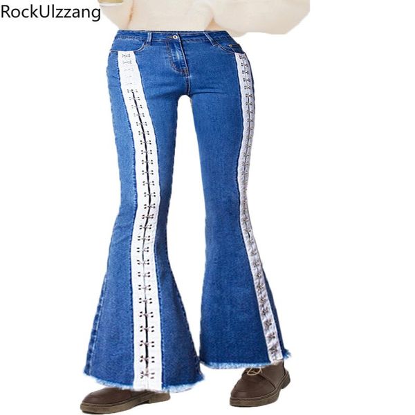 women's jeans front single breasted metal pin button high waist flare bell bottom denim pant women slim plus size long skinny push hip, Blue
women's jeans front single breasted metal pin button high waist flare bell bottom denim pant women slim plus size long skinny push hip, Blue