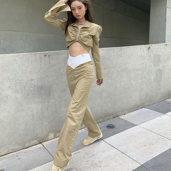 women's two piece pants casual design sense niche shirt crop + high waist wide leg korean fashion suits autumn 2021 women sets, White
women's two piece pants casual design sense niche shirt crop + high waist wide leg korean fashion suits autumn 2021 women sets, White
