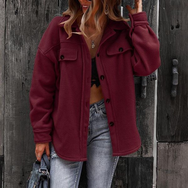 women's jackets fashion women solid turn down collar button coat casual 2021 autumn loose fleece shirts single breasted mujer, Black;brown
women's jackets fashion women solid turn down collar button coat casual 2021 autumn loose fleece shirts single breasted mujer, Black;brown