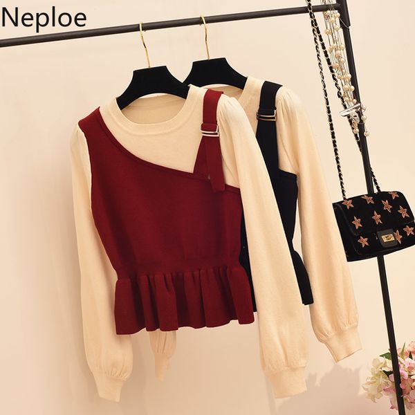 neploe sweaters for women fall clothes woman knitted cropped pullovers chic fake two jumper o-neck long sleeve sueter mujer 210422, White;black
neploe sweaters for women fall clothes woman knitted cropped pullovers chic fake two jumper o-neck long sleeve sueter mujer 210422, White;black