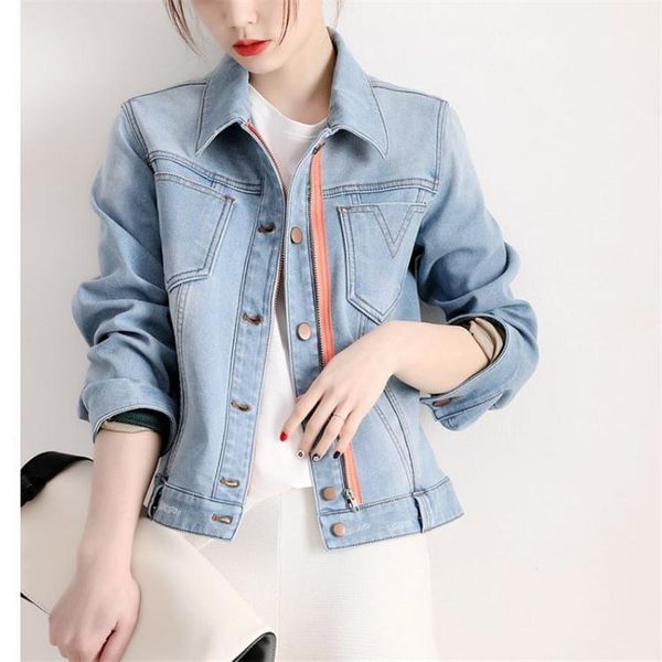 women's jackets cool and fashionable placket, color contrast design, three-dimensional cutting, washed light blue slim fit jeans jacket, Black;brown
women's jackets cool and fashionable placket, color contrast design, three-dimensional cutting, washed light blue slim fit jeans jacket, Black;brown