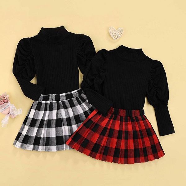 clothing sets 1-6y toddler kids baby girl puff long sleeve turlteneck pullover plaid pleated skirt 2pcs outfits children clothes set, White
clothing sets 1-6y toddler kids baby girl puff long sleeve turlteneck pullover plaid pleated skirt 2pcs outfits children clothes set, White