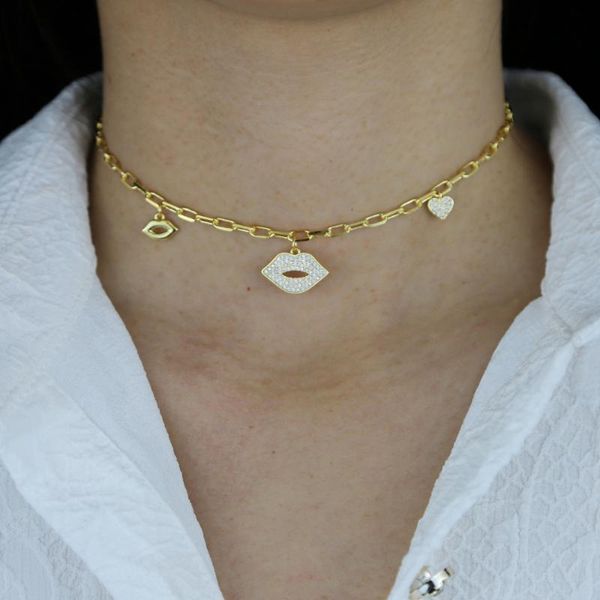 chic gorgeous gold silver color dainty kiss drip lip cz chocker necklace micro pave bling 5a neck jewelry for women dropship pendant necklac
chic gorgeous gold silver color dainty kiss drip lip cz chocker necklace micro pave bling 5a neck jewelry for women dropship pendant necklac