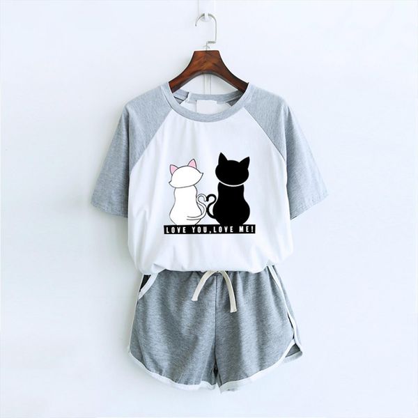 homewear love cat printed pajamas womens sleepwears set casual short sleeve t shirt sleepwear nightwear summer pyjama for women, Black;red
homewear love cat printed pajamas womens sleepwears set casual short sleeve t shirt sleepwear nightwear summer pyjama for women, Black;red
