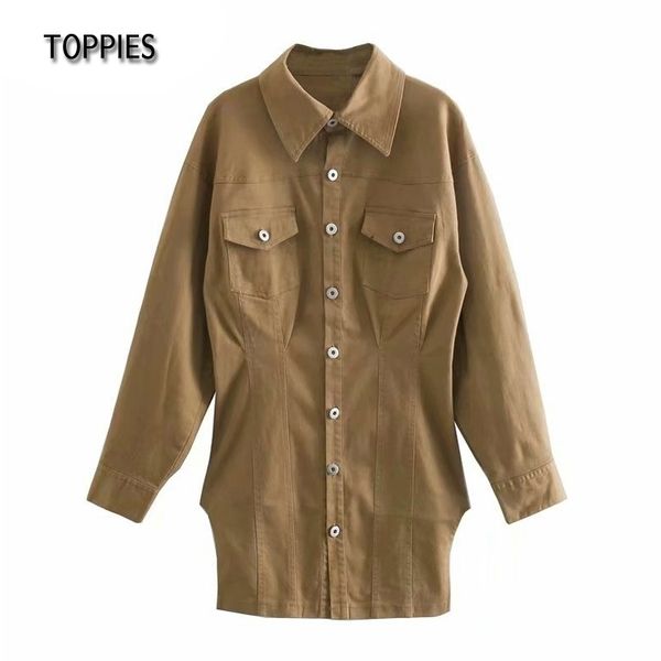 ies women khaki long blouse style coat spring casual outwear women pockets jackets 210412, Black;brown
ies women khaki long blouse style coat spring casual outwear women pockets jackets 210412, Black;brown