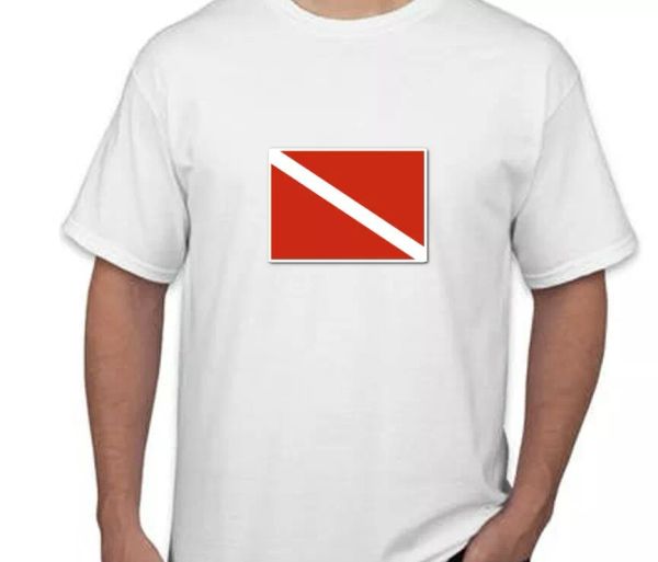 dive flag t-shirt scuba water beach ocean island diving red white tee shirt, White;black 
dive flag t-shirt scuba water beach ocean island diving red white tee shirt, White;black