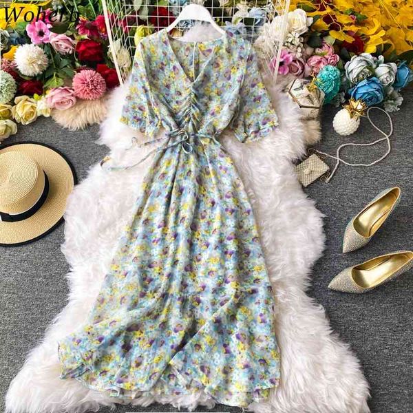 summer chiffon dress women floral print bohemian beach holiday dresses high waist slim pleated bandage vestidos robe 210417, Black;gray
summer chiffon dress women floral print bohemian beach holiday dresses high waist slim pleated bandage vestidos robe 210417, Black;gray