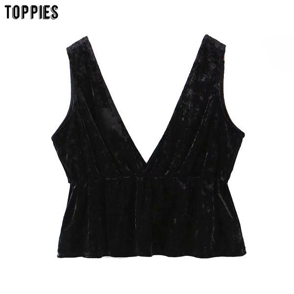 ies autumn winter elegant black velour woman sleeveless tanks club wear deep v-neck 210412, White
ies autumn winter elegant black velour woman sleeveless tanks club wear deep v-neck 210412, White