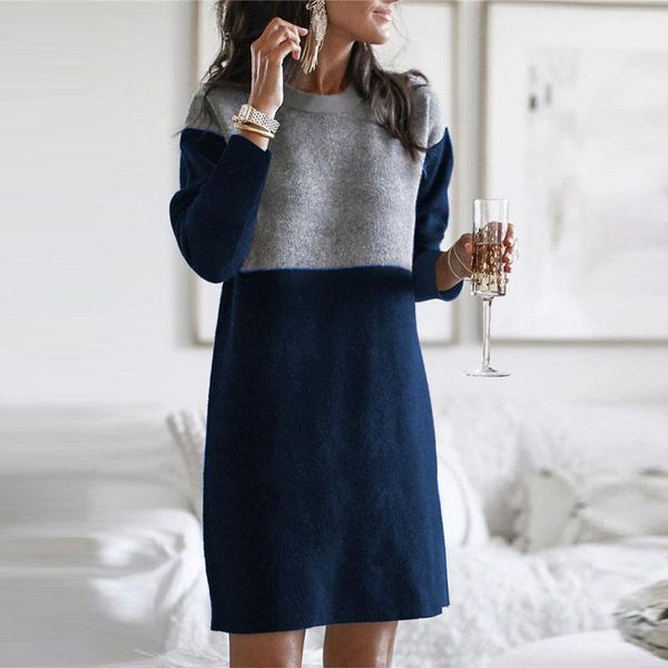 casual dresses autumn winter 2021 women sweater stitching loose large size ladies round neck long sleeve pullover de mujer vestido, Black;gray
casual dresses autumn winter 2021 women sweater stitching loose large size ladies round neck long sleeve pullover de mujer vestido, Black;gray