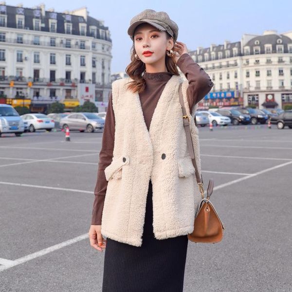 women's vests 2021 women coat polar fleece vest waistcoat mid length loose sleeveless jacket all match plush v neck tank winter autumn, Black;white
women's vests 2021 women coat polar fleece vest waistcoat mid length loose sleeveless jacket all match plush v neck tank winter autumn, Black;white