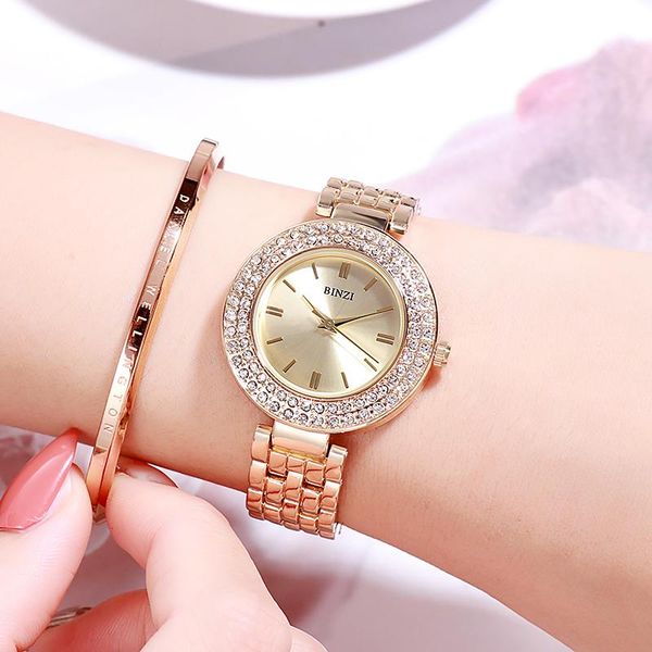 wristwatches binzi brand women watches gold mesh strap quartz watch ladies diamond rhinestone dial wrist female clock, Slivery;brown
wristwatches binzi brand women watches gold mesh strap quartz watch ladies diamond rhinestone dial wrist female clock, Slivery;brown
