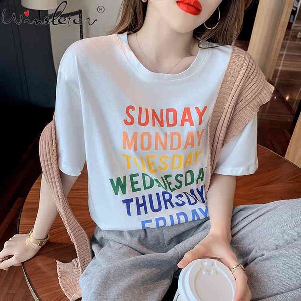 women's t-shirt summer korean style loose cotton fashion solid o-neck print letter women short sleeve bottoming shirt tees t1, White
women's t-shirt summer korean style loose cotton fashion solid o-neck print letter women short sleeve bottoming shirt tees t1, White