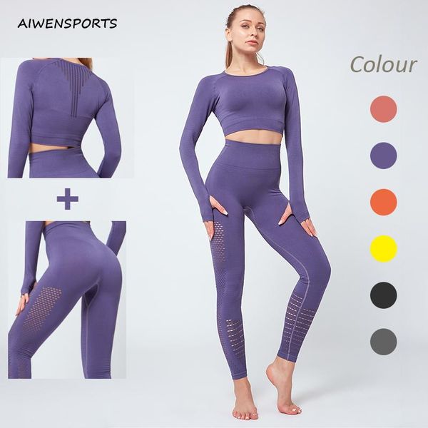 yoga outfit women's long sleeve 6 colors set seamless gym sets high waisted pants for fitness crop sports wear suit with hole
yoga outfit women's long sleeve 6 colors set seamless gym sets high waisted pants for fitness crop sports wear suit with hole
