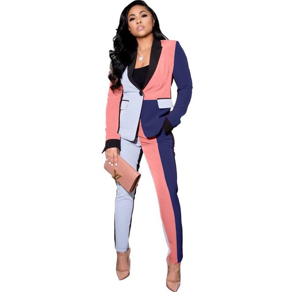 women's two piece pants color block spliced set business suit for women notched collar long sleeve blazer and pencil pant elegant track, White
women's two piece pants color block spliced set business suit for women notched collar long sleeve blazer and pencil pant elegant track, White