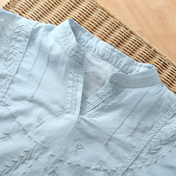women's blouses & shirts 2021 women v-neck short sleeve shirt embroidered summer, White
women's blouses & shirts 2021 women v-neck short sleeve shirt embroidered summer, White