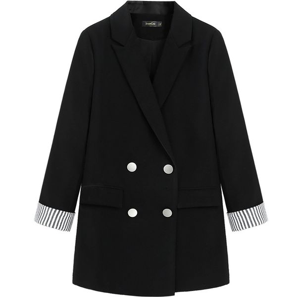 casual office suit ladies professional black blazer stylish mid-length jacket double breasted 210527, White;black
casual office suit ladies professional black blazer stylish mid-length jacket double breasted 210527, White;black