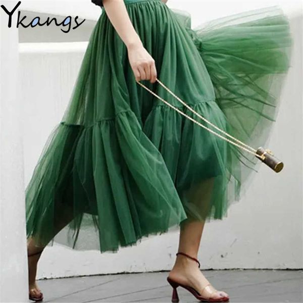 elegant tulle pleated skirt summer autumn winter big swing women skirt korean female cute green blue purple long skirt tutu 210619, Black
elegant tulle pleated skirt summer autumn winter big swing women skirt korean female cute green blue purple long skirt tutu 210619, Black