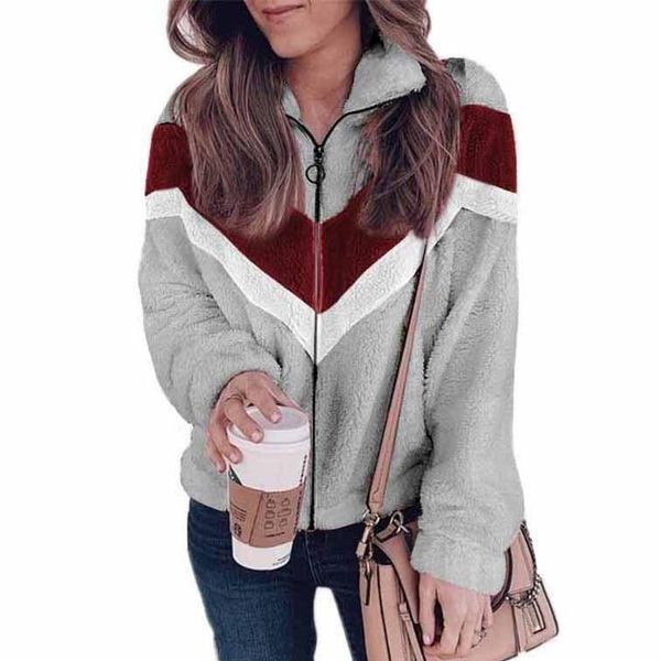 women's jackets autumn winter patchwork fashion zipper plush striped long sleeve loose cardigan female lapel, Black;brown
women's jackets autumn winter patchwork fashion zipper plush striped long sleeve loose cardigan female lapel, Black;brown