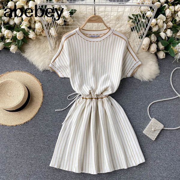 women knitted dress korean o neck short sleeve elastic summer streetwear midi 210512, Black;gray
women knitted dress korean o neck short sleeve elastic summer streetwear midi 210512, Black;gray