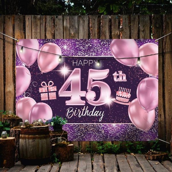 party decoration happy 45th birthday banner backdrop - 45 decorations supplies for women pink purple gold
party decoration happy 45th birthday banner backdrop - 45 decorations supplies for women pink purple gold