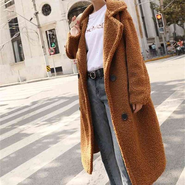 women's wool & blends womens long section lamb fur overcoats casual fake female loose turn down collar fashion faux outwears j3057, Black
women's wool & blends womens long section lamb fur overcoats casual fake female loose turn down collar fashion faux outwears j3057, Black