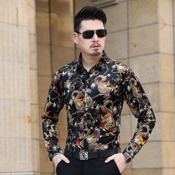 men's dress shirts dragon mens tattoo velvet silk formal print shirt hollowed thin spring summer long sleeved business casual, White;black
men's dress shirts dragon mens tattoo velvet silk formal print shirt hollowed thin spring summer long sleeved business casual, White;black