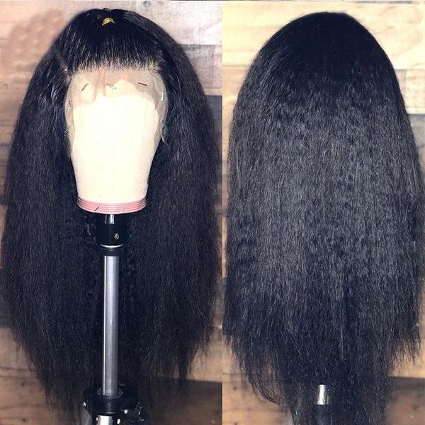synthetic wigs 26'' long kinky straight glueless lace front wig heat resistant fiber natural brown color 180% daily wearing, Black
synthetic wigs 26'' long kinky straight glueless lace front wig heat resistant fiber natural brown color 180% daily wearing, Black