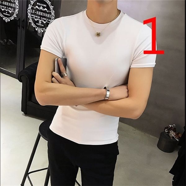 men's casual short-sleeved t-shirt korean version of slim chinese style thin section cotton white small collar body blo 210420, White;black 
men's casual short-sleeved t-shirt korean version of slim chinese style thin section cotton white small collar body blo 210420, White;black