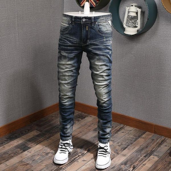 men's jeans italian vintage fashion men retro blue elastic cotton slim fit ripped distressed designer casual denim pants
men's jeans italian vintage fashion men retro blue elastic cotton slim fit ripped distressed designer casual denim pants