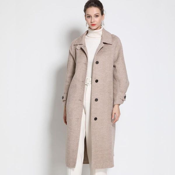 women's wool & blends winter woman coats 2021 korean coat lapels fishbone pattern double-sided handmade female long, Black
women's wool & blends winter woman coats 2021 korean coat lapels fishbone pattern double-sided handmade female long, Black