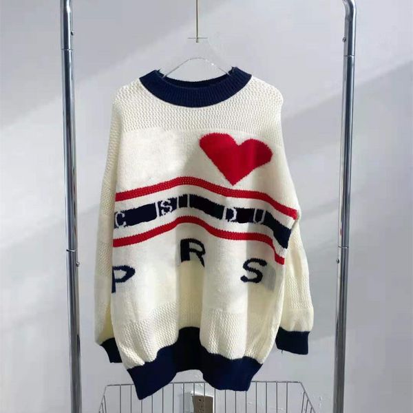 high version 2021 autumn new fashion grid hollowed out lazy wind letter love fresh contrast color girl's sweater, White
high version 2021 autumn new fashion grid hollowed out lazy wind letter love fresh contrast color girl's sweater, White