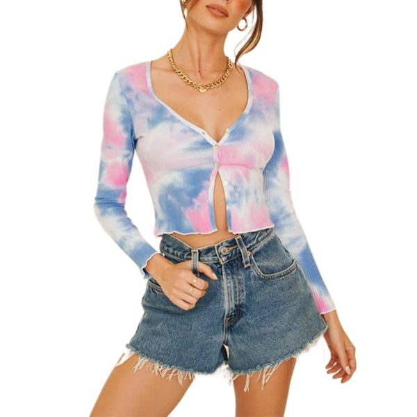 women's blouses & shirts young sweet style tie-dye blouse, lightweight buttons long sleeve cardigan, White
women's blouses & shirts young sweet style tie-dye blouse, lightweight buttons long sleeve cardigan, White